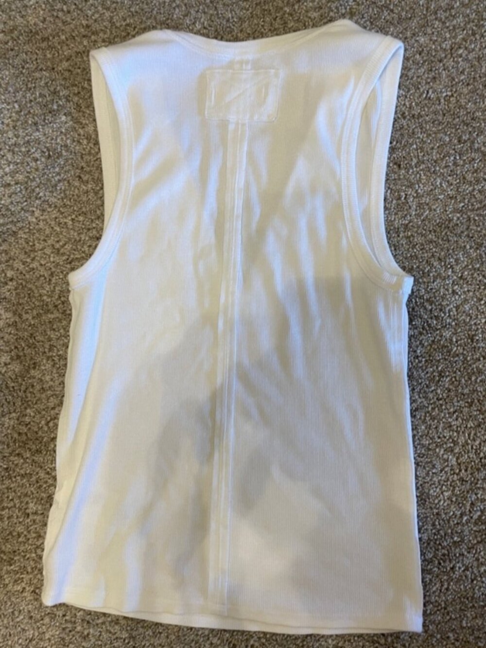 Cream Ribbed V-Neck Tank Top - Picture 2 of 2